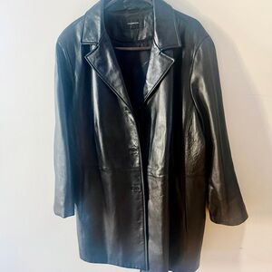 Vintage Women’s Colebrook Black Leather Lapel Jacket